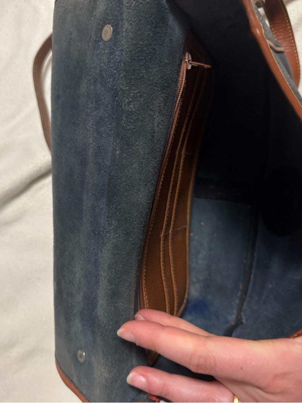 Vintage DOONEY & BOURKE Classic Two-Tone Black and Brown Leather Satchel - Picture 13 of 13